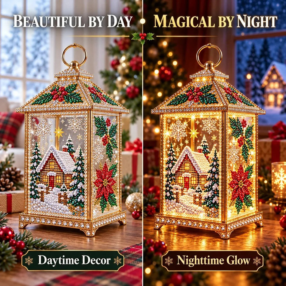 💎 DIY Light-Up Diamond Art Christmas Lantern – Sparkling Holiday Craft & Décor