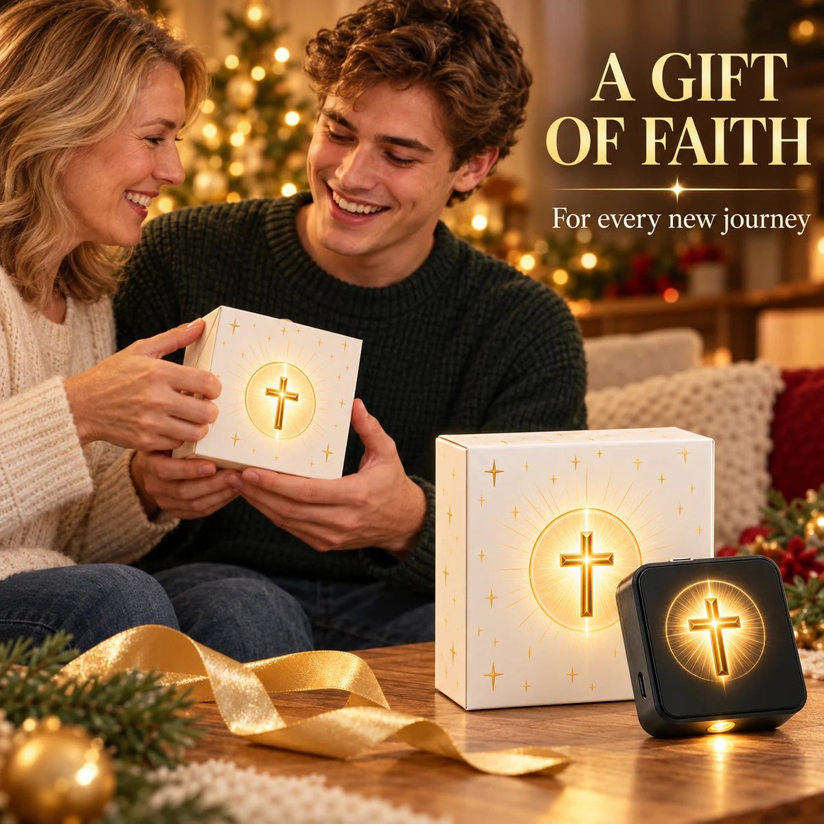 ✝️ Christian Car Door Projector Light – Golden Faith Projection | USB-C Rechargeable