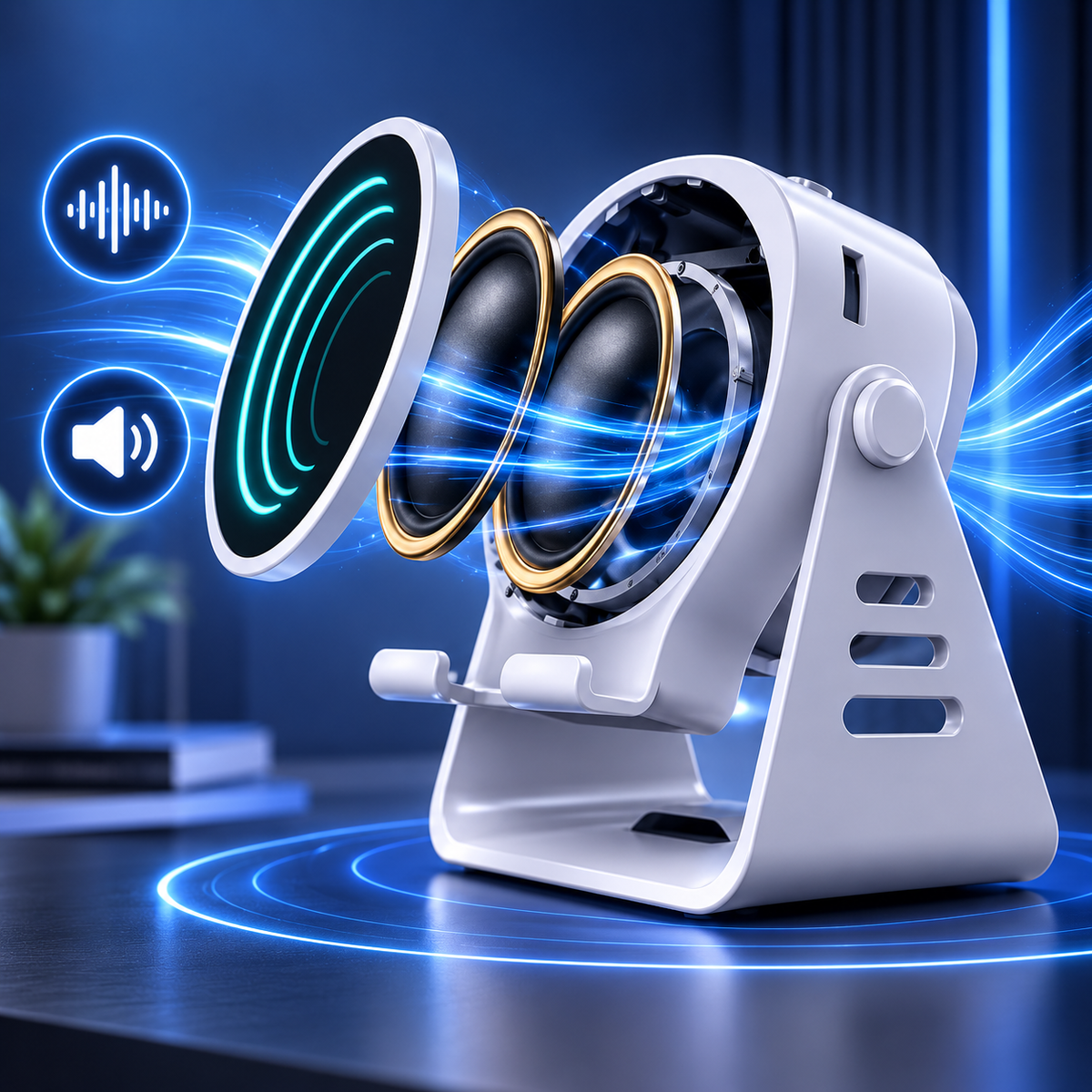 🔊 Magnetic Snap-On Induction Speaker Stand – Wireless Phone Audio Booster & Desktop Holder ✨