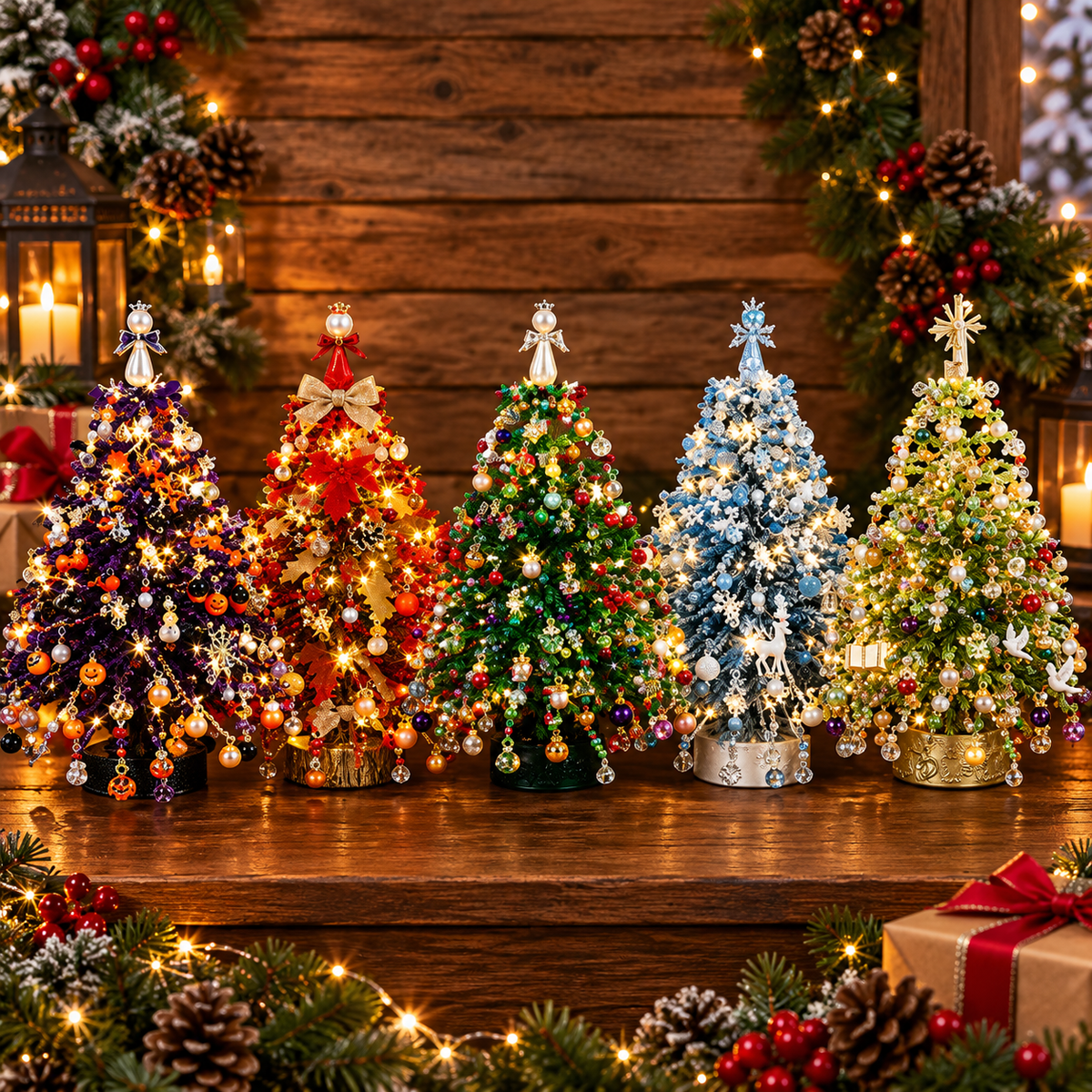 🎄✨ DIY Beaded Christmas Tree Craft Kit – Handmade Light-Up Holiday Decor