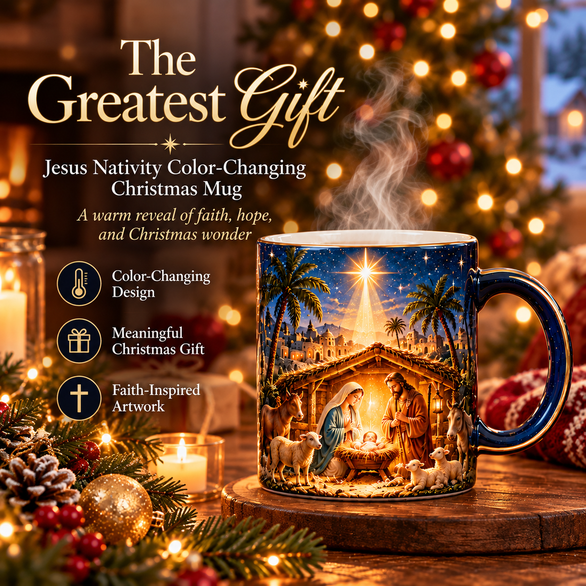 ✝️✨Nativity Scene Heat-Sensitive Mug | Christian Christmas Gift🎁