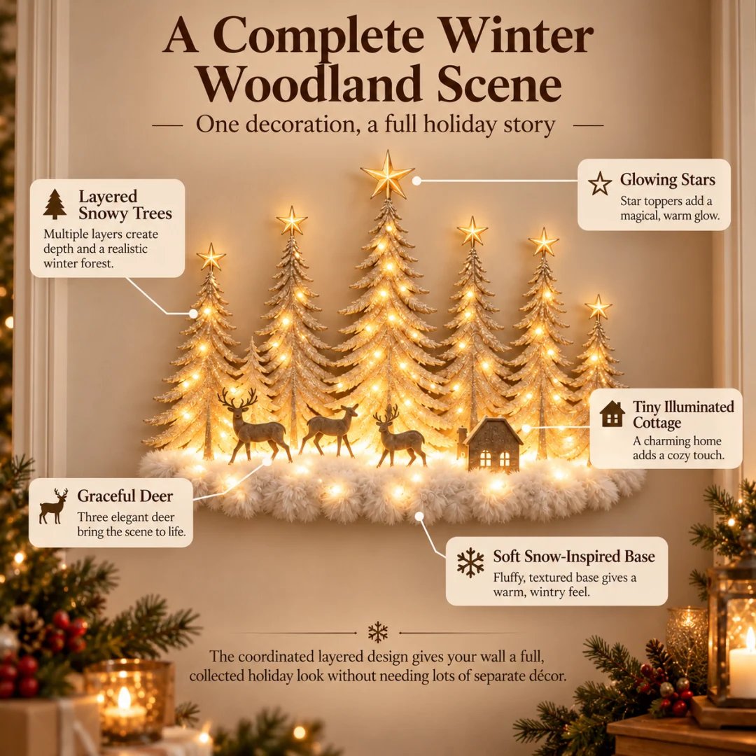 ✨ Step Into a Magical Winter Forest – Lighted Christmas Woodland Wall Decor 🎄