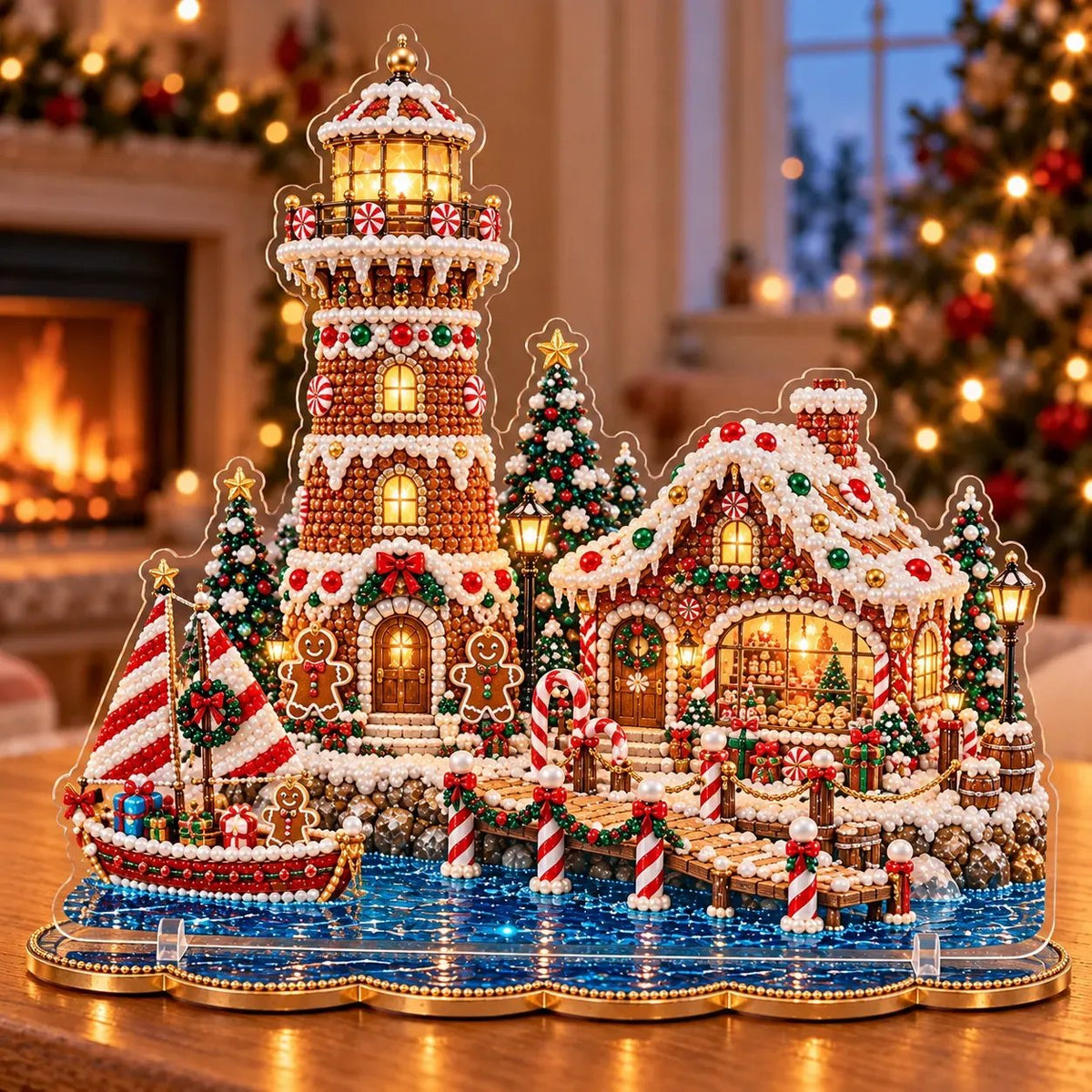 ✨ Christmas Lighthouse Pearl Diamond Painting Kit – DIY Holiday Decor