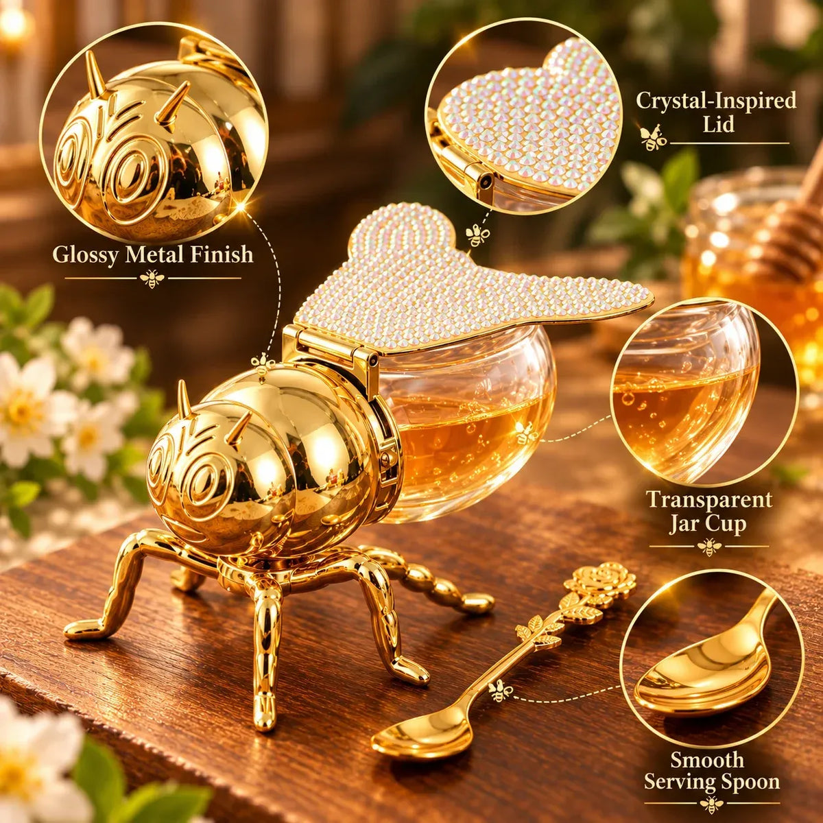 🐝Creative European-Style Classic Bee Honey Jar – Vintage-Inspired Kitchen Condiment Container