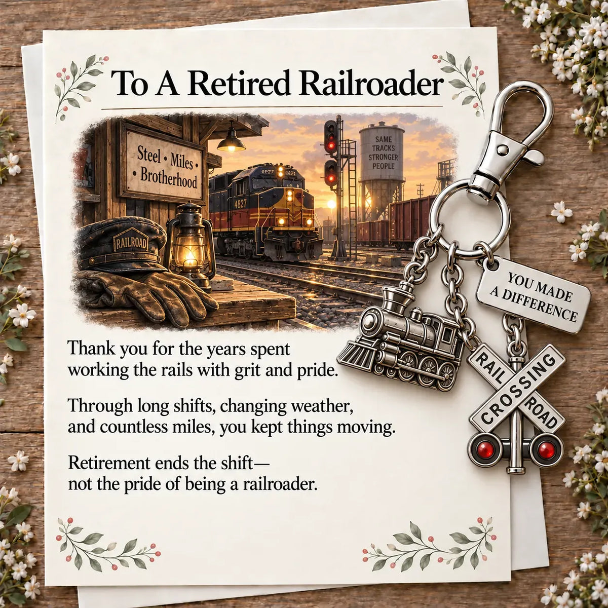 ✨ You Make a Difference Retirement Gift Set – Career Keychain & Matching Card