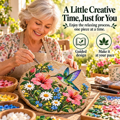 ⏳ Last Day 49% OFF – 🐦 Beginner-Friendly Hummingbird Wildflower Mosaic DIY Kit | Complete Kit with Mosaic Pieces, Tools & Guide Included 💕