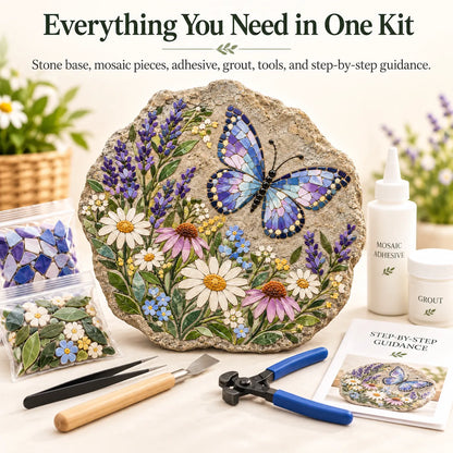🦋 Butterfly Wildflower Mosaic Stepping Stone DIY Kit