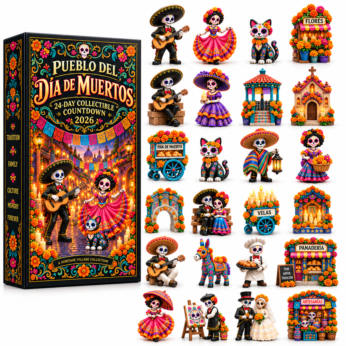 🏵 Day of the Dead Village 2026 – 24-Day Collectible Countdown Calendar with 24 Unique Miniatures