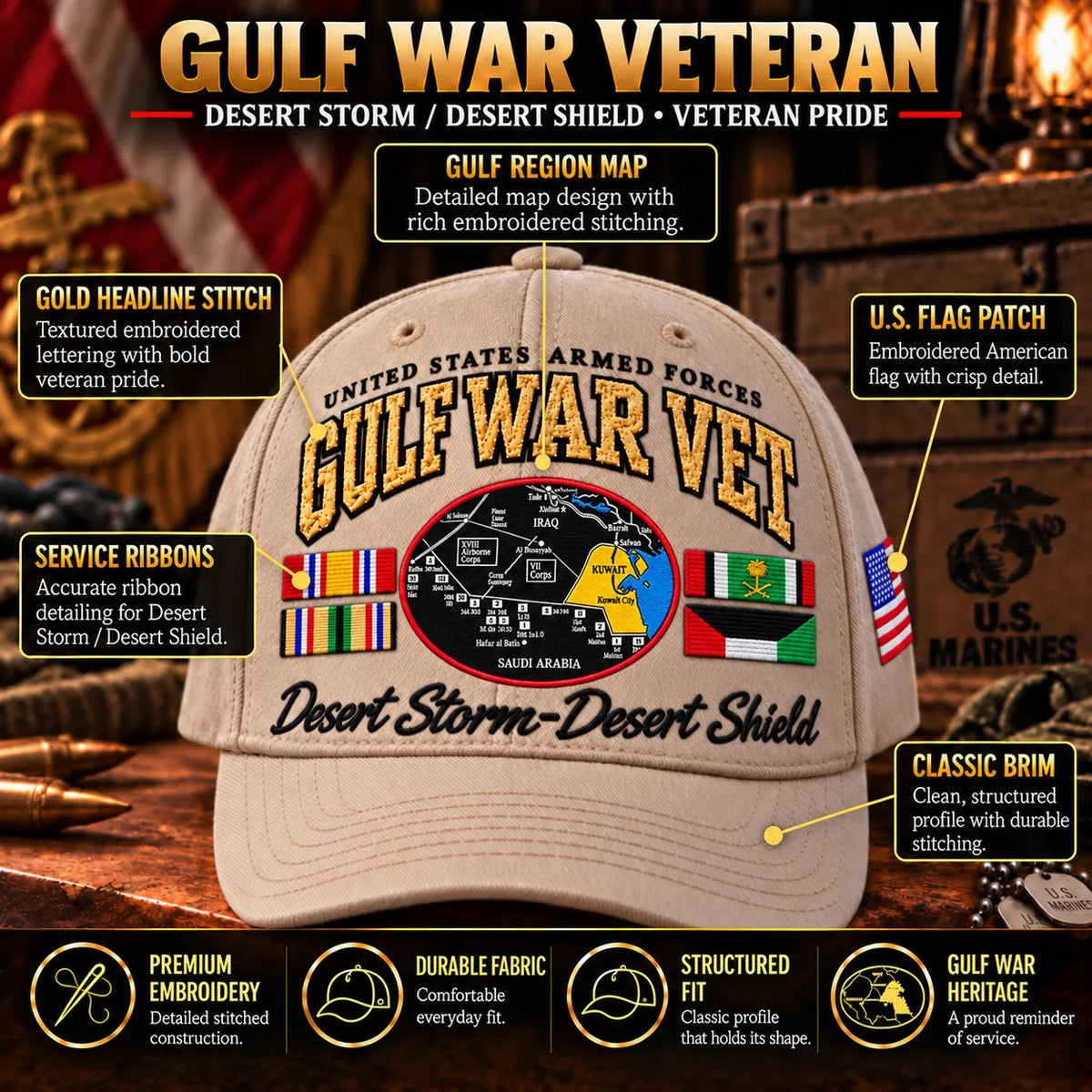 🏆 Last Day 49% OFF! - 🏜️Gulf War Veteran Tribute Cap