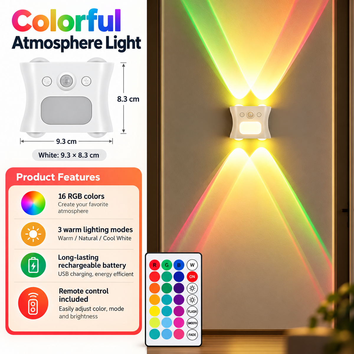 💡 LED Motion Sensor Wall Light – Automatic Wireless Lighting for Hallways, Stairs & More ✨