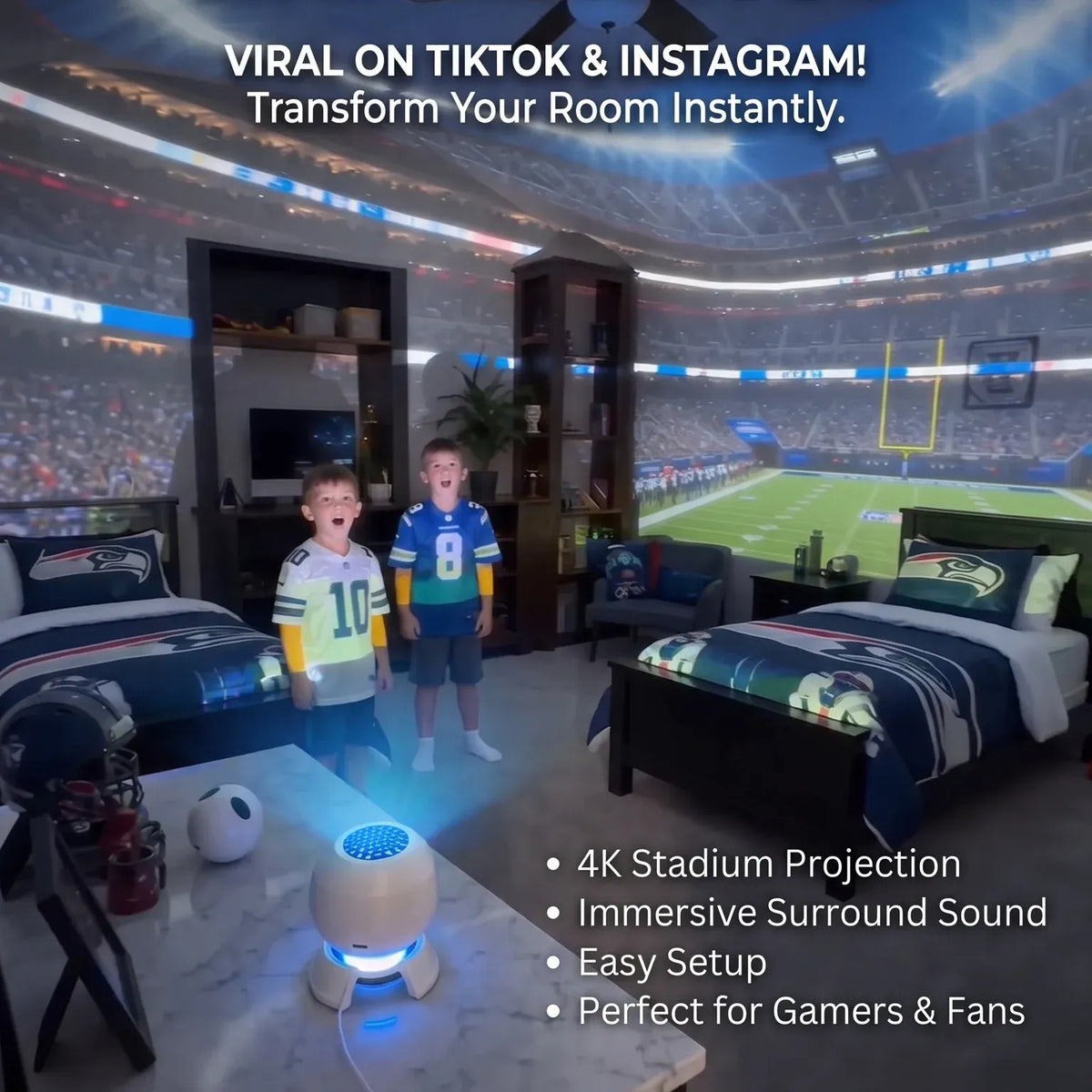 🔥LAST DAY 49% OFF-NfiGlow Football Light- Bring Authentic NFL Stadium Atmosphere Right To Your Home