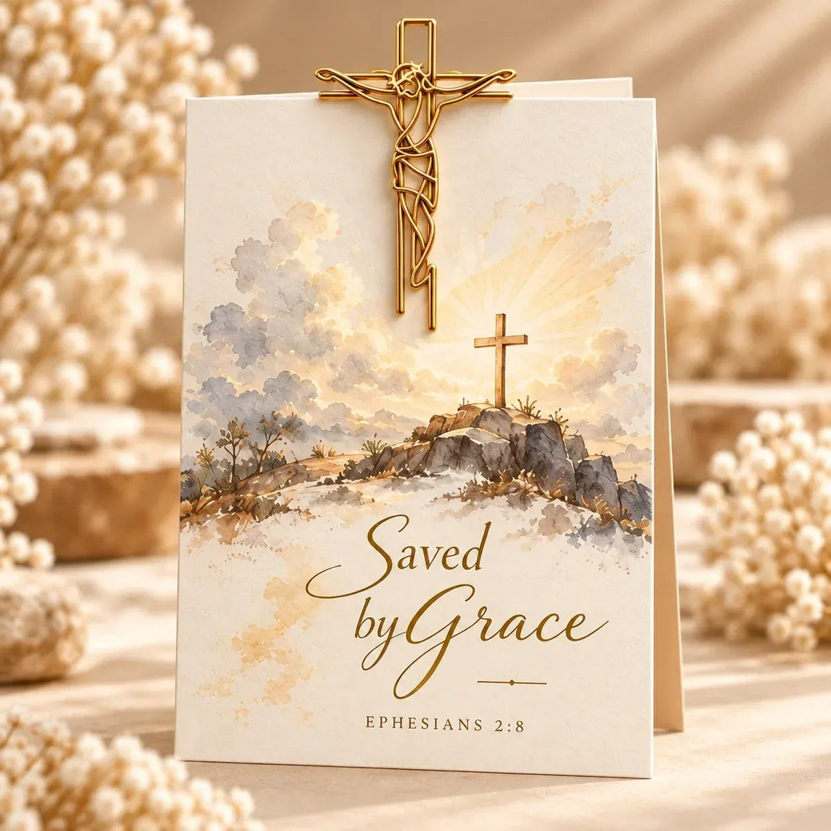 ✝️Faith-Inspired Christian Greeting Cards with Gold Scripture Paper Clips