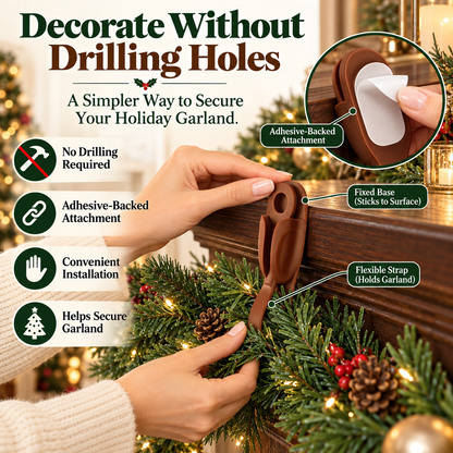 🎄 6-Pack Christmas Garland Hanger Clips – No-Drill Adhesive Silicone Holders for Mantels, Staircases & Holiday Decor