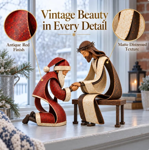 🎅✝️Santa Kneeling Before   Jesus Christmas   Figurines(📦Buy 2 Free Shipping)