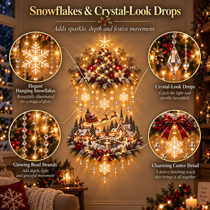 🎄✨ Lighted Christmas Tree & Village Wall Hanging – Glowing Winter Wonderland Decor ❤️