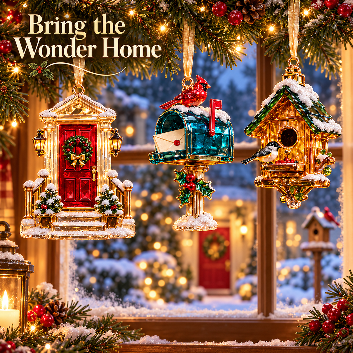 Home for Christmas – Vintage Winter Scene Ornaments in 6 Charming Designs