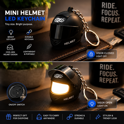 🏍️ Biker Helmet Light Keychain – Mini Motorcycle Rider Keyring ✨