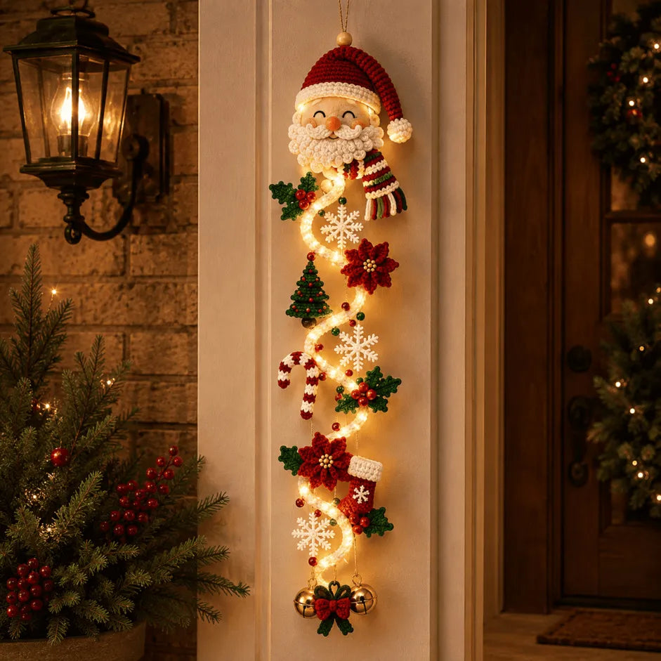 Lighted Christmas Door Hanger – 6 Festive Designs with Warm Glow & 3D Details