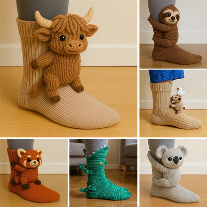 💝 Cozy 3D Knit Spirit Animal Socks – Show Your Personality in Comfort 🧦