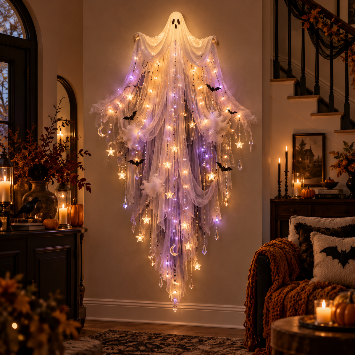 🎃✨ Elegant Halloween Cascade Wall Lights – Spooky Glowing Holiday Decor 👻