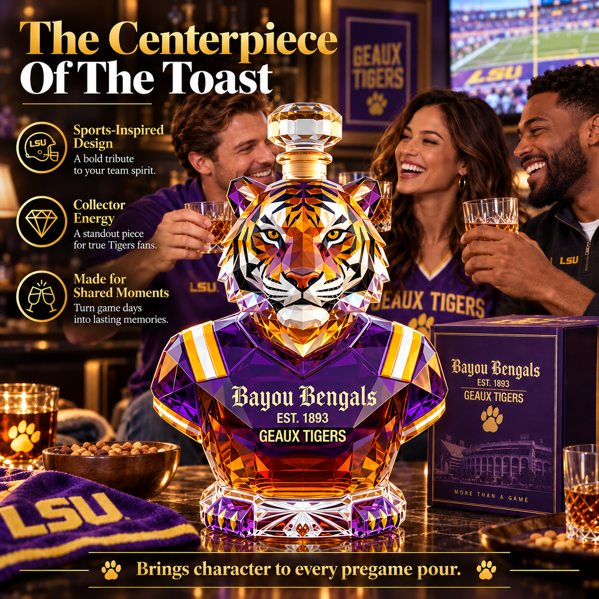 🐯 Bayou Bengals Commemorative Whisky Bottle – A Tribute to Purple & Gold Tradition 💜