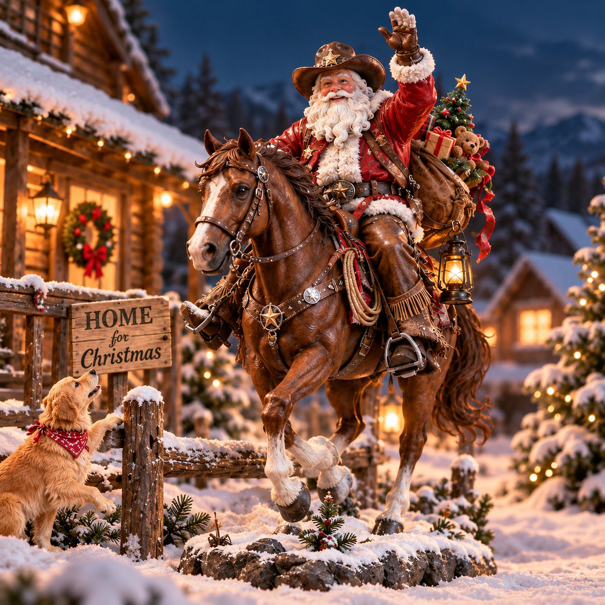 🤠🎄 Home for Christmas Cowboy Santa – Rustic Western Holiday Memory Keepsake 🐎