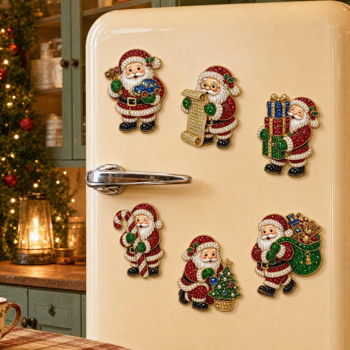 🔥 Hot Sale 🎄✨ DIY Christmas Pearl & Diamond Painting Fridge Magnet Kit – Sparkling Holiday Craft Fun 🧲