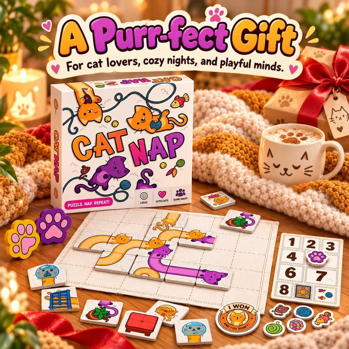 🐱 Cat Nap – Cute Cat Puzzle Board Game for Family Fun & Game Night