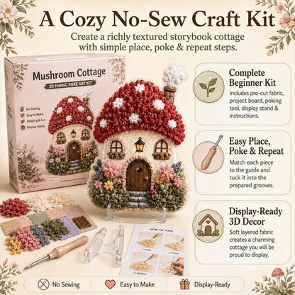 🏡🧵 3D Fabric Poke Art Cottage Kit – Create Your Own Cozy Cottage Decor ✨