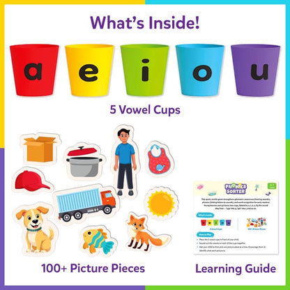 📚 Phonics Vowel Sorting Game – 100+ Picture Pieces for Ages 4–7