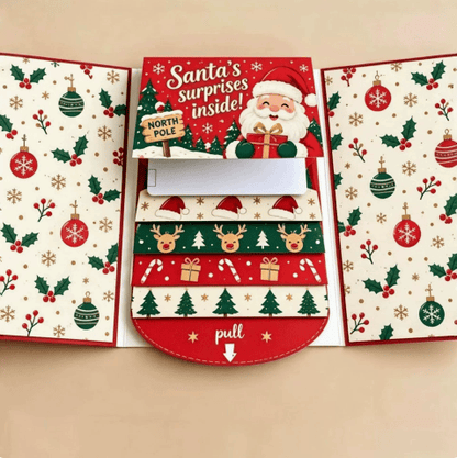 🎄 50% OFF – 4PCS Waterfall Christmas Gift Card Booklet | Fun Pull-Out Surprise 🎁✨