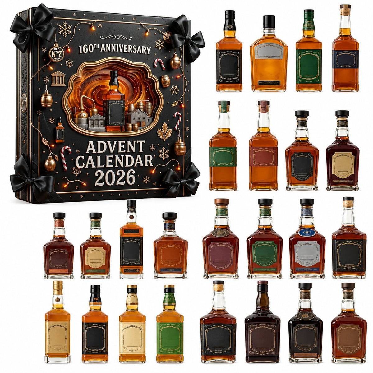 🥃 160th Anniversary Whiskey Bottle Advent Calendar 2026 – 24 Collectible Ornaments