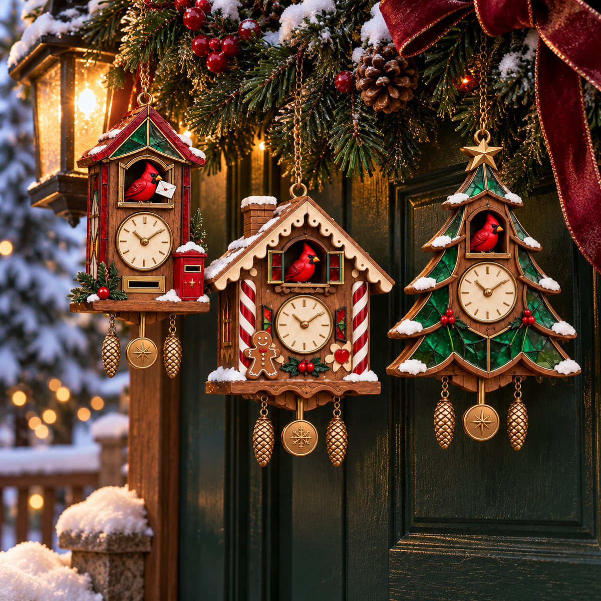 🕰️ 2026 Christmas Cuckoo Clock Ornaments – Set of 6 Vintage Holiday Keepsakes