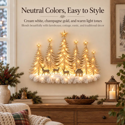 ✨ Step Into a Magical Winter Forest – Lighted Christmas Woodland Wall Decor 🎄