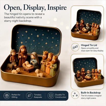 Pocket Size Mini Nativity Scene Set for Christmas Table Decor and Faith Gifts