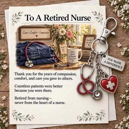 ✨ You Make a Difference Retirement Gift Set – Career Keychain & Matching Card