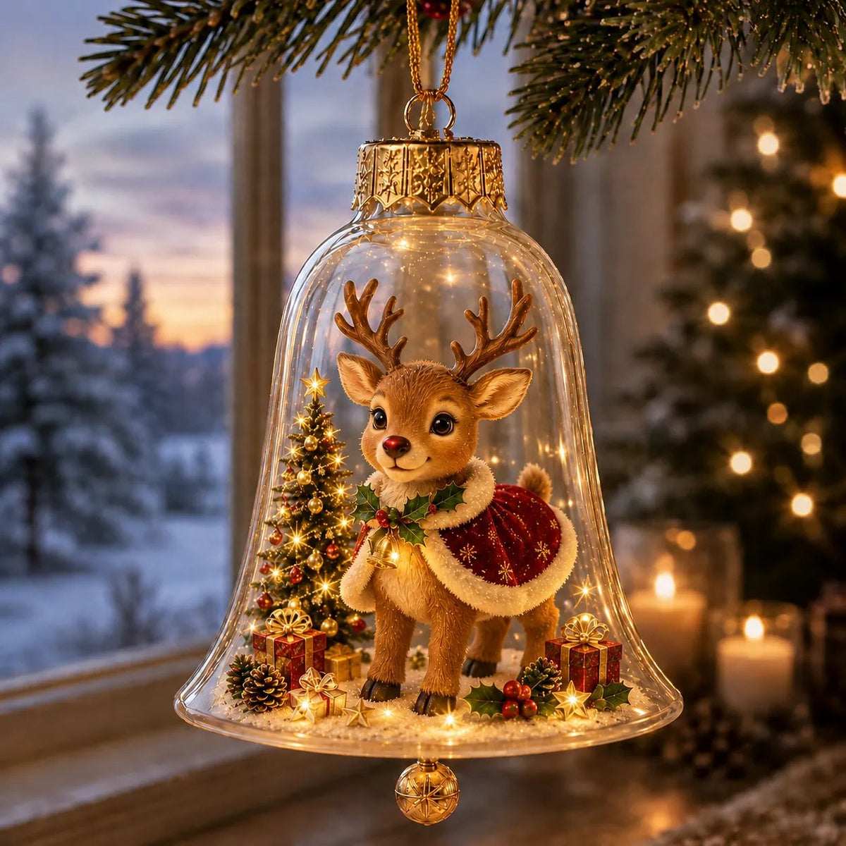 ✨🎄 Beleuchteter Weihnachtsschmuck – Leuchtende Mini-Weihnachtsszene