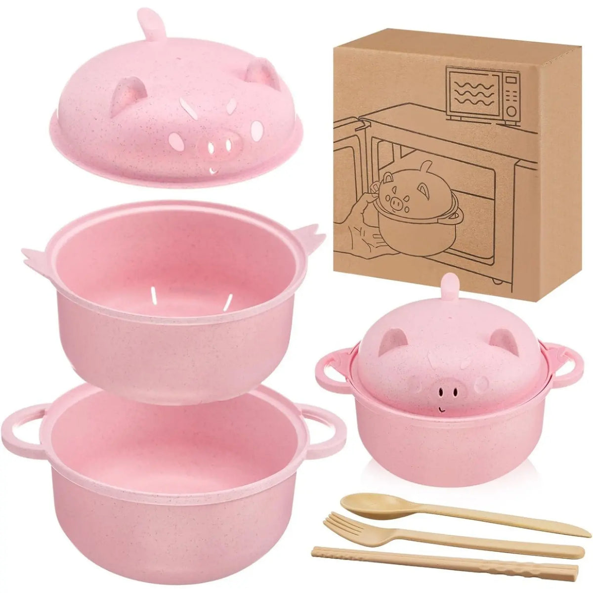 🔥 Complete Kitchenware & Tableware Set with Strainer Lid, Handle, Spoon, Fork & Chopsticks 🍴