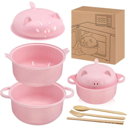 🔥 Complete Kitchenware & Tableware Set with Strainer Lid, Handle, Spoon, Fork & Chopsticks 🍴