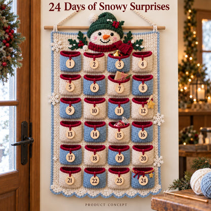 🎄 DIY Crochet Advent Calendar Kit – 24 Refillable Pockets & 4 Christmas Designs 🧶 | 45% OFF
