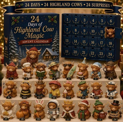 🐮 24-Day Highland Cow Advent Calendar – 24 Surprise Acrylic Ornaments
