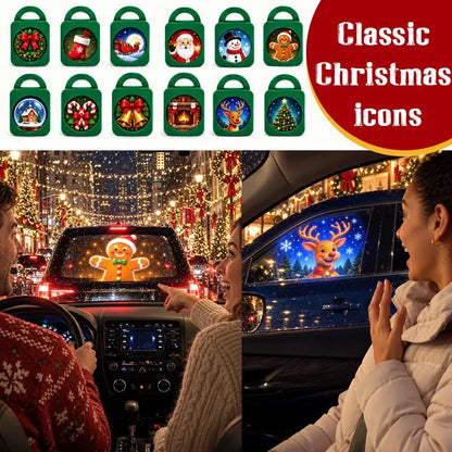 🎄 Merry Ride Christmas Car Projector Light – 24 Festive Slides