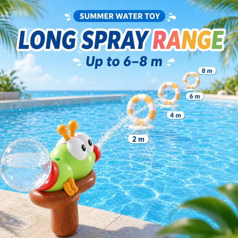 Kids Cute Caterpillar Electric Water Gun | Summer Outdoor Splash Toy 🐛💦