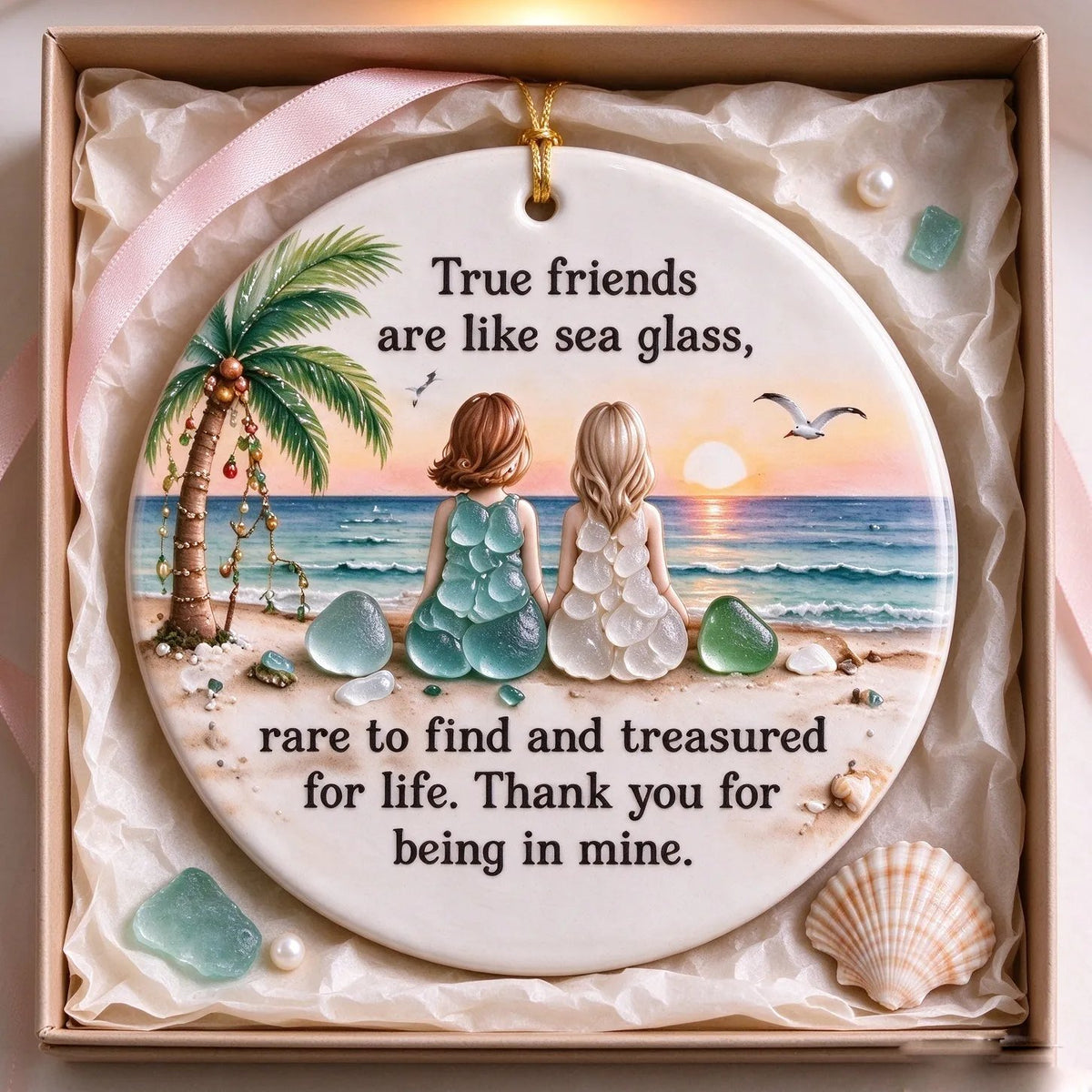 💗Handcrafted True Friendship Sea Glass Gift