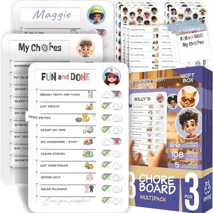 🧲 Kids Visual Routine & Chore Chart – Sliding Checklist with 120 Task Cards