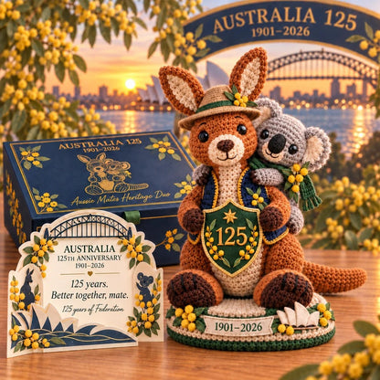 🇦🇺🐨 Australia 125th Anniversary Crochet Keepsake – 3D Aussie Animal Collectible & Gift Box 🎁