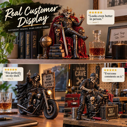 💀🔥 Bad to the Bone – 6 Dark Humor Skeleton Collectibles for Men, Man Cave Decor & Unique Gifts 🎁