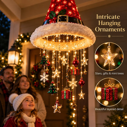 🎄 Hanging Santa Hat LED Tree Lights – Cascading Christmas Glow for Festive Holiday Decor 🎅