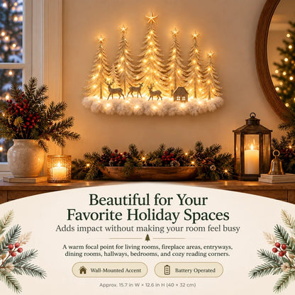 ✨ Step Into a Magical Winter Forest – Lighted Christmas Woodland Wall Decor 🎄
