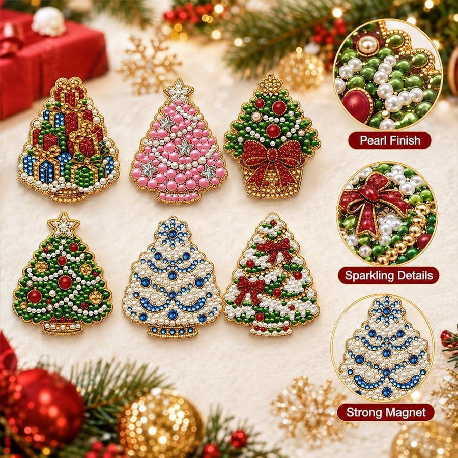 🔥 Hot Sale 🎄✨ DIY Christmas Pearl & Diamond Painting Fridge Magnet Kit – Sparkling Holiday Craft Fun 🧲